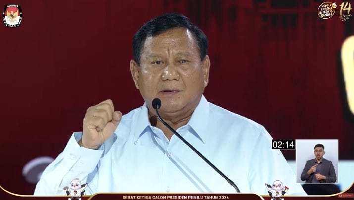 Prabowo di Debat Ketiga Pilpres 2024