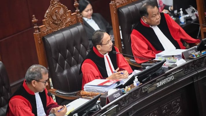 Mahkamah Konstitusi (MK) kembali menggelar sidang Perselisihan Hasil Pemilihan Umum Presiden dan Wakil Presiden 2024 di Gedung Mahkamah Konstitusi, Jakarta, pada hari Kamis, 4 April 2024.