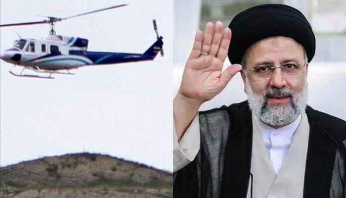 Helikopter Presiden Iran Ebrahim Raisi Jatuh. (Foto: Helikopter dilihat dari drone dan Presiden Iran Ebrahim Raisi)