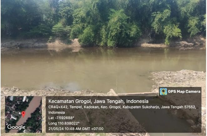 Kondisi Sungai Bengawan Solo hari ini, Selasa (21/5/2024). (FOTO: IPA Semanggi).