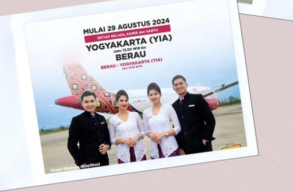 Batik Air mengumumkan pembukaan rute baru yang menghubungkan Bali dan Yogyakarta dengan Berau, Kalimantan Timur, mulai 29 Agustus 2024. (INVERSI/Dok Batik Air)