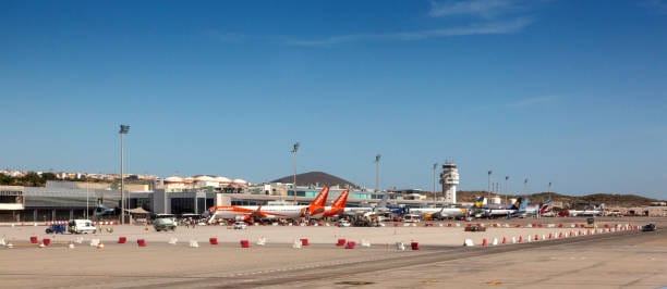 Tenerife, Spain - December 19, 2018: Tenerife South airport in the morning