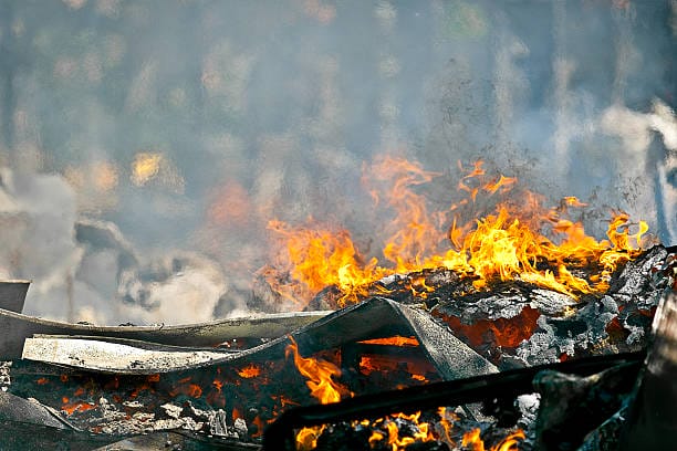 Picture of Heat caused by a Very hot Fire creating air movement effect