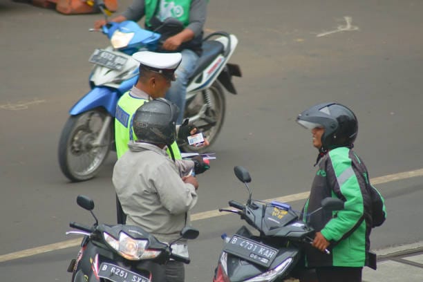 Jakarta, October 2018. Jakarta Police Give a Traffic Ticket to Drivers at Blok M Area