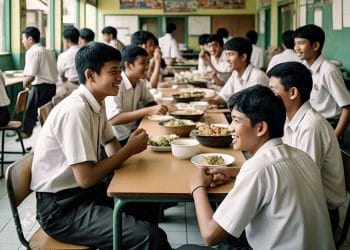 Anak remaja SMA sedang di kantin. (Foto: AI)