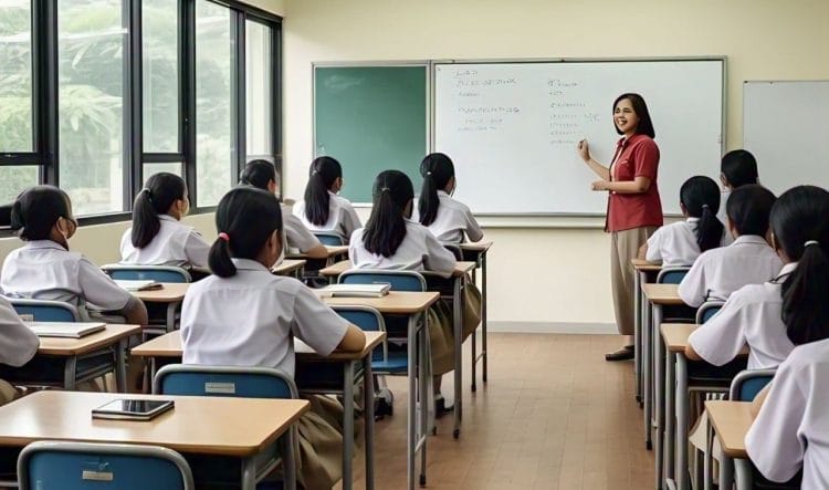 Ilustrasi kegiatan belajar mengajar di Sekolah Unggulan Garuda. (Foto: AI)