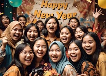 Remaja anak SMA rayakan tahun baru 2025. (Foto: AI)