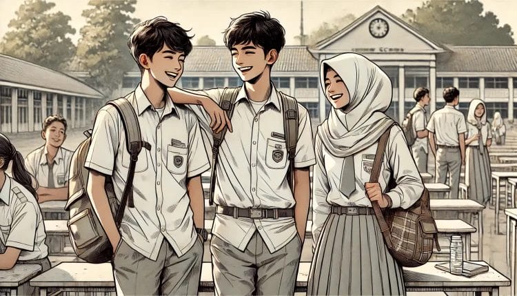 Ilustrasi persahabatan anak SMA. (Foto: AI)