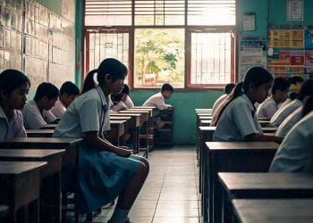 Ilustrasi siswa SMA yang minder dan sulit bergaul di sekolah. (Foto: AI)