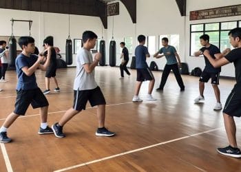 Ilustrasi siswa SMA sedang latihan beladiri sebagai salah satu ekstrakurikuler di sekolah. (Foto: AI)