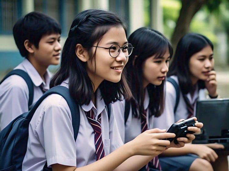 Ilustrasi pembatasan penggunaan ponsel di SMA Trinitas Bandung. (Foto: AI)