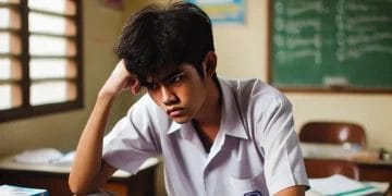 Siswa SMA yang pusing karena tidak menyukai mata pelajaran yang dipelajarinya. (Foto: AI)